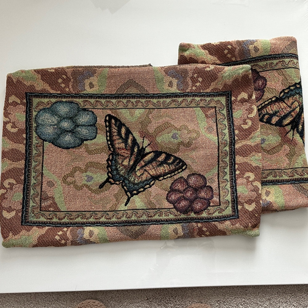 Decorative Butterfly Pillow Covers - Brown and Green
